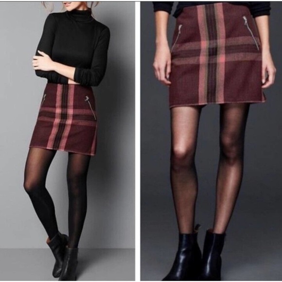 GAP Dresses & Skirts - GAP Wool Plaid Front Zipper Mini Skirt Size 4